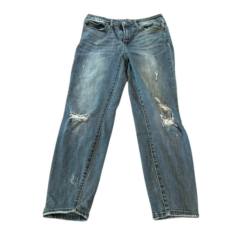 Judy Blue Jeans Womens 30 Blue Relaxed Fit Distressed Whiskering Casual Denim